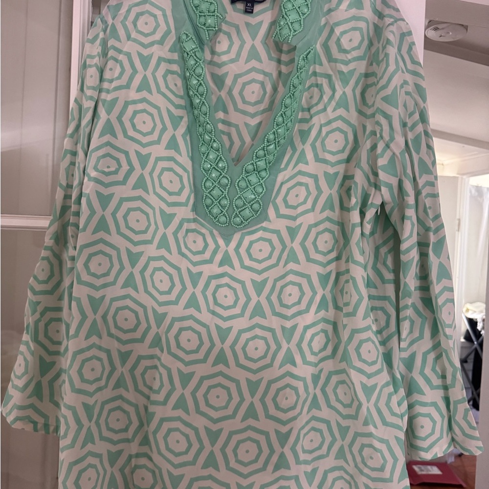 Sail to Sable Mint Geometric Blouse